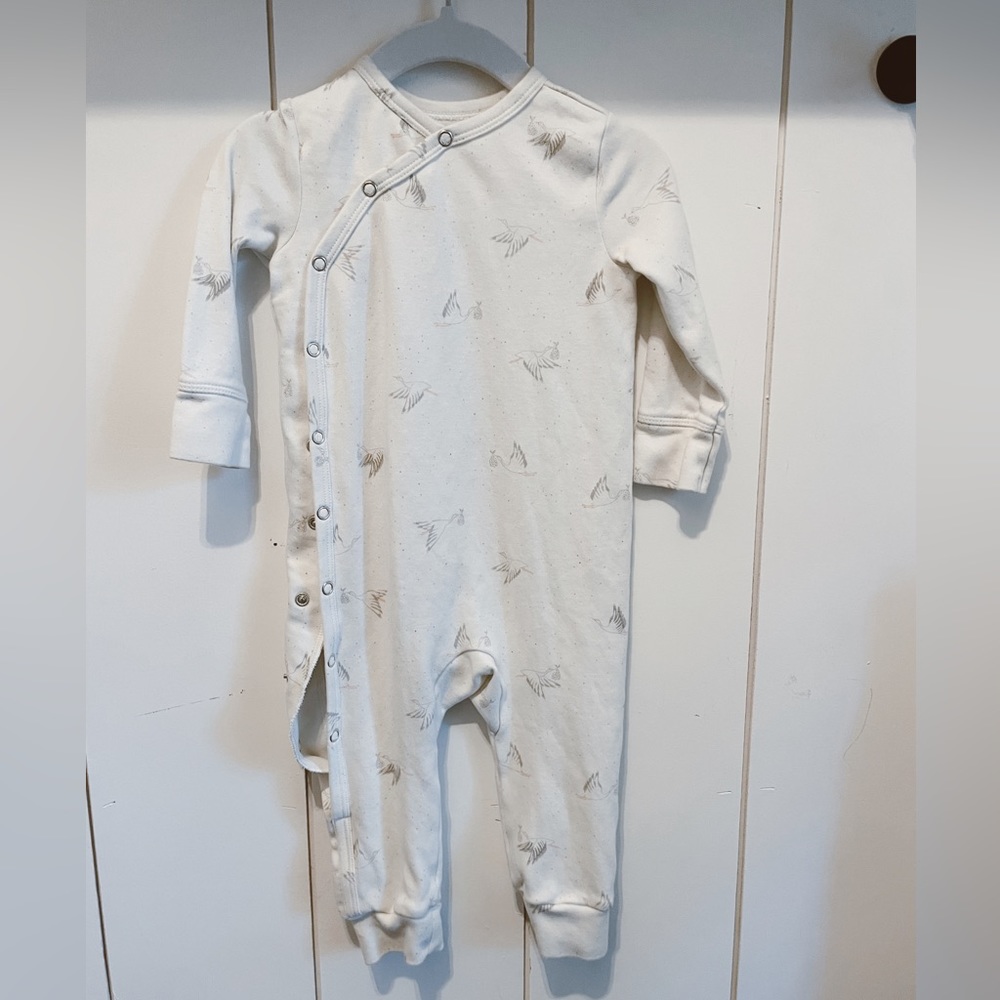 Pehr Stork Stretch Organic Cotton kimono Romper gender neutral baby size 12-18M